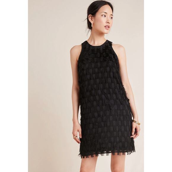 Anthropologie Dresses & Skirts - Anthropologie Roxie Textured Fringe Mini Dress Black Party Cocktail US 8 NWT